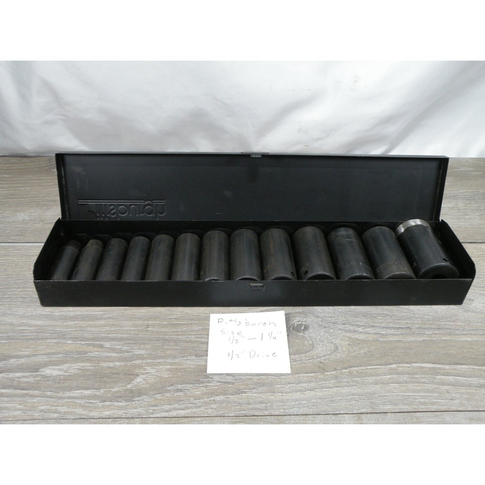 Pittsburgh 1/2" Drive Deep Impact Socket Set 1/2" to 1-1/4" Chrome Vanadium